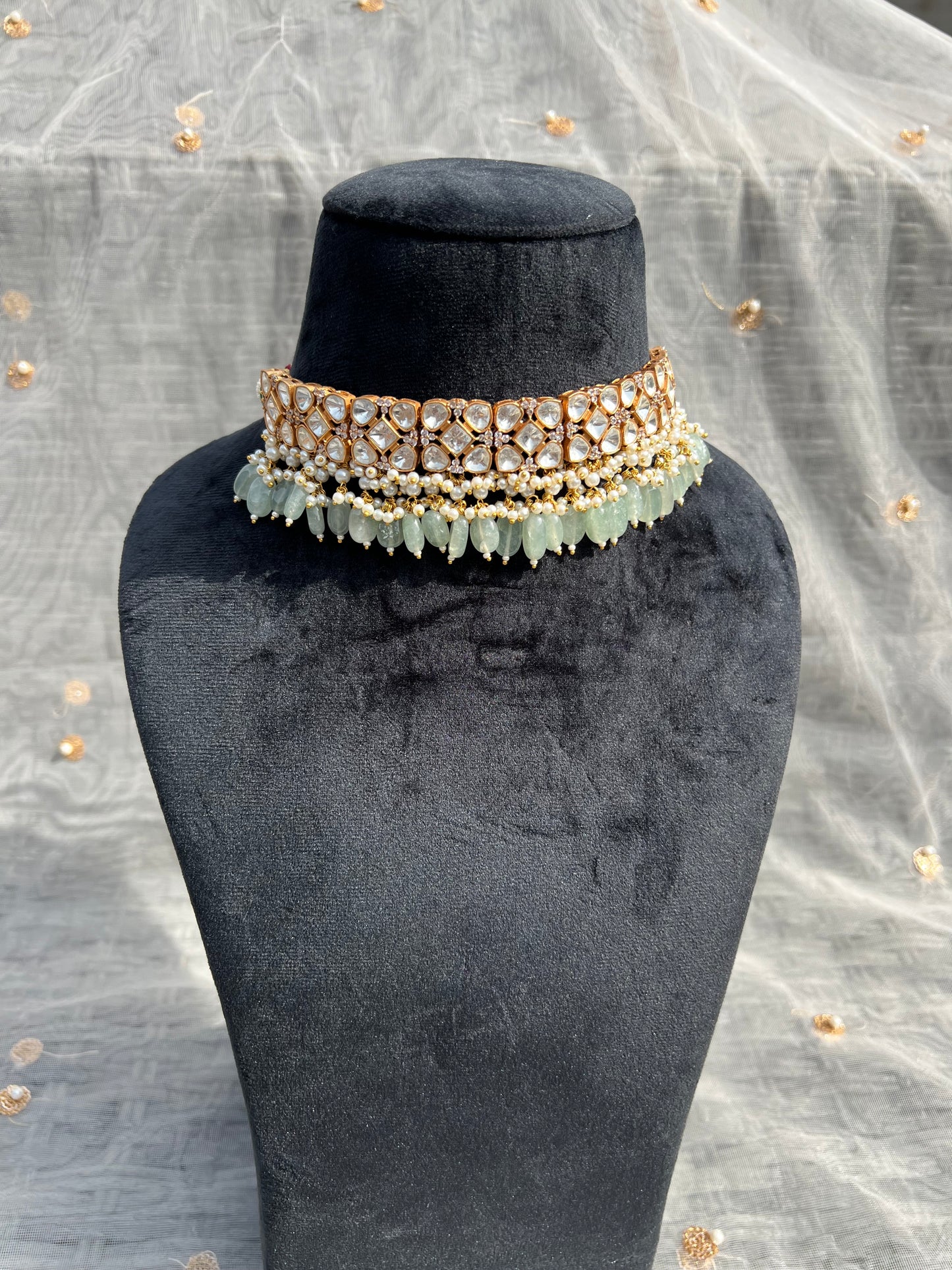 BA38 Uncut Polki Necklace set