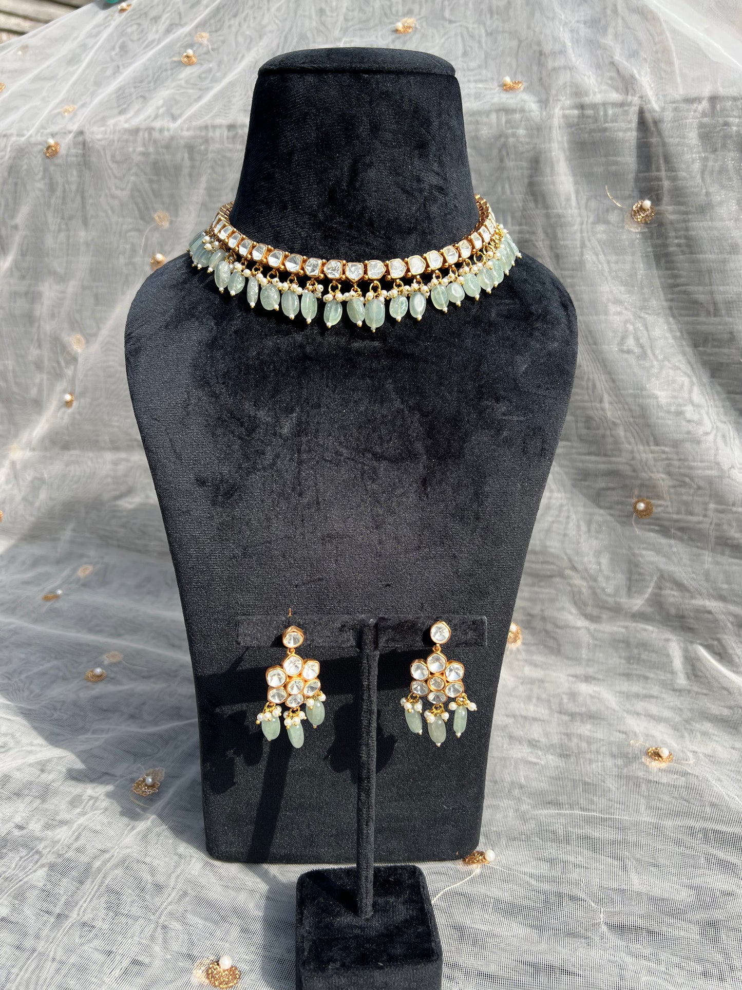 BA47 Uncut Polki Necklace set