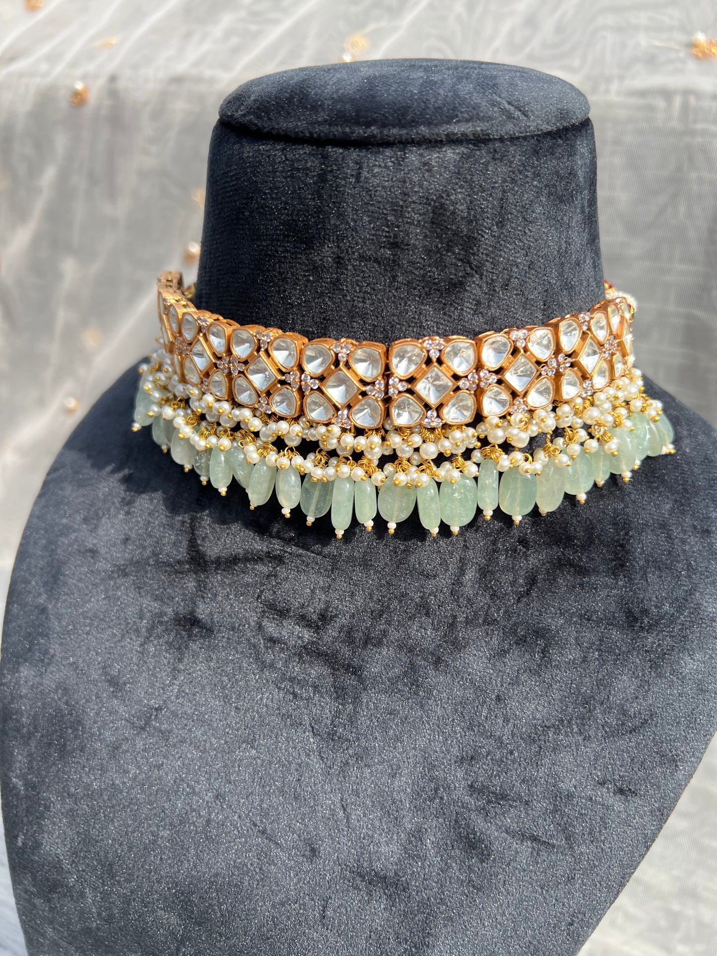 BA38 Uncut Polki Necklace set