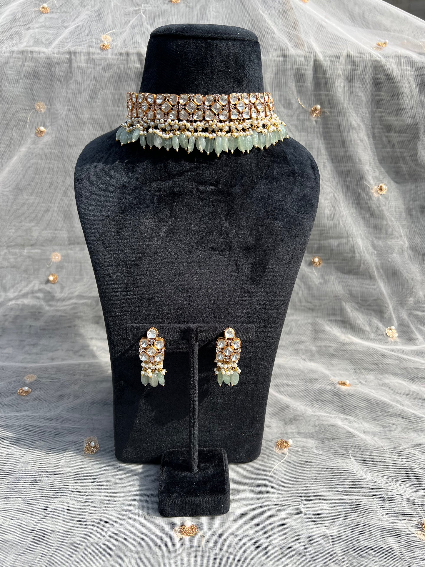 BA38 Uncut Polki Necklace set