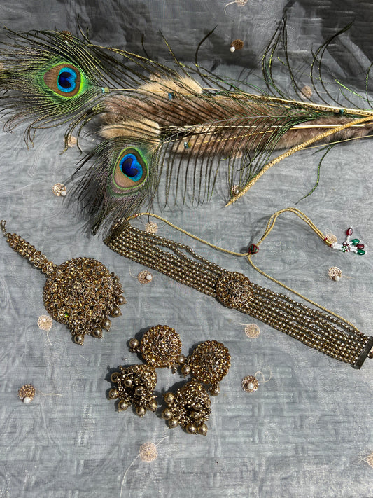 PY177 Polki Choker Necklace Set