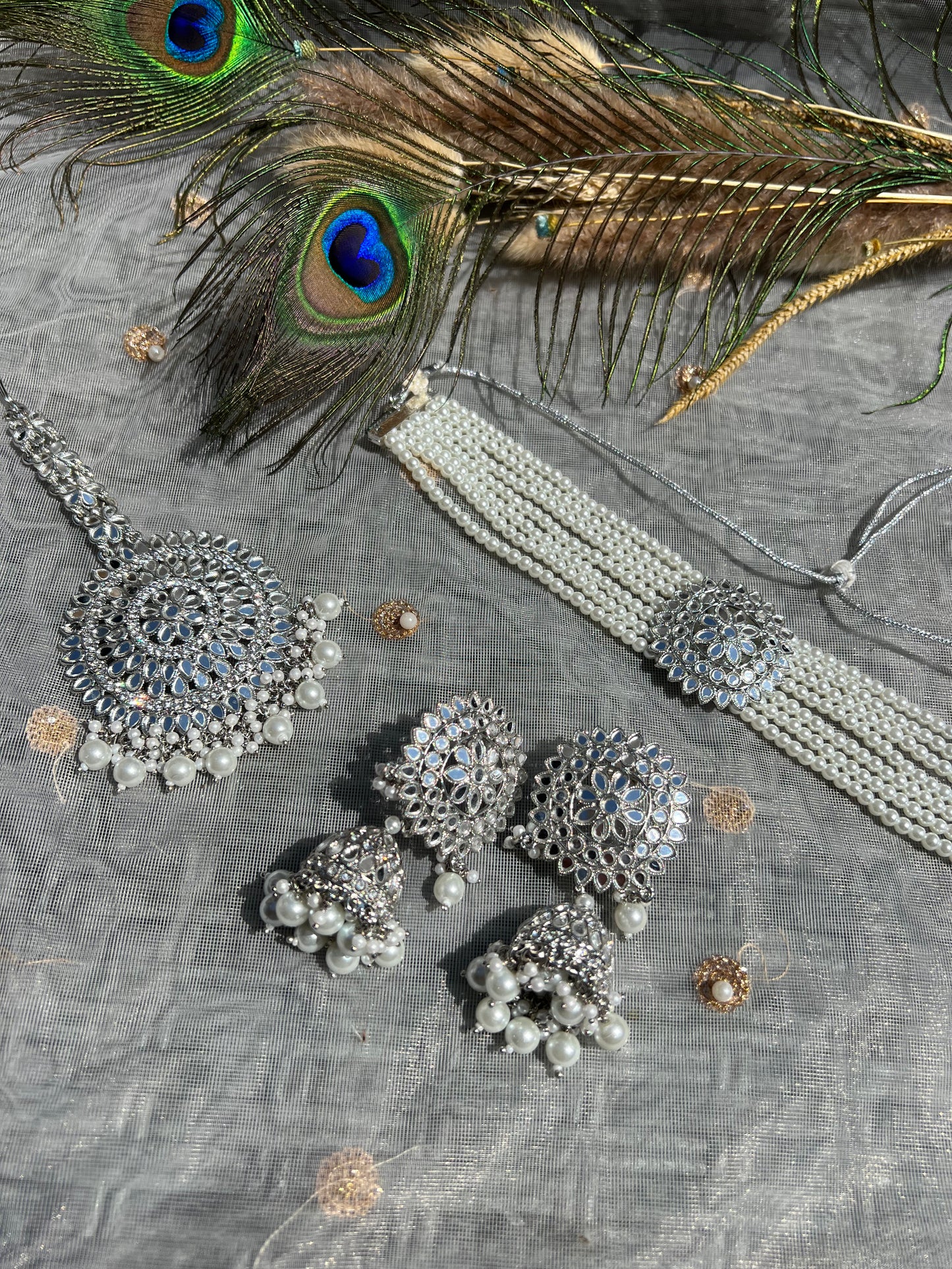 PY179 Mirror Choker Necklace Set