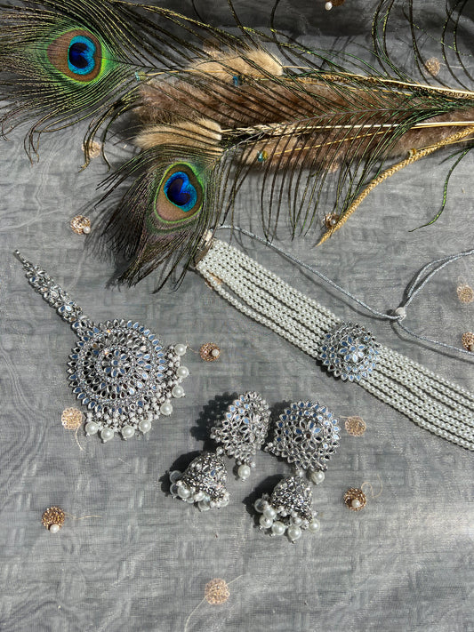 PY179 Mirror Choker Necklace Set