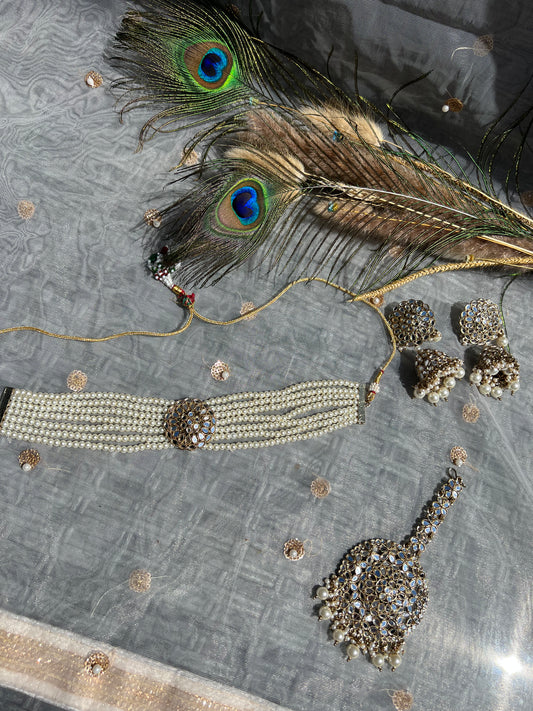 PY174 Mirror Choker Necklace Set