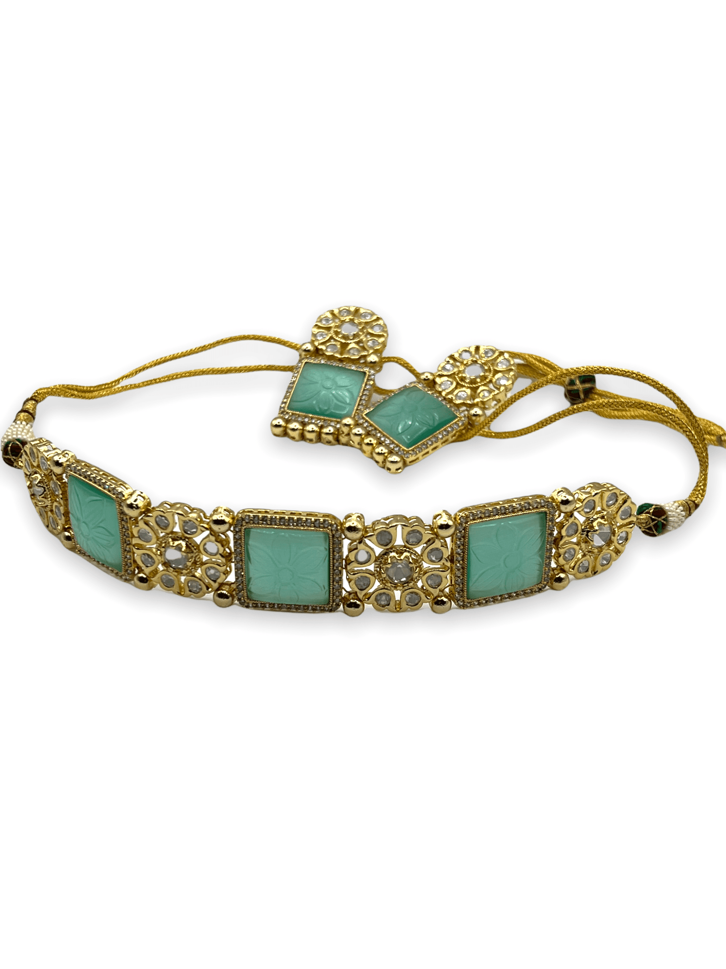 SKU3 Square Stone Choker Set - Mint