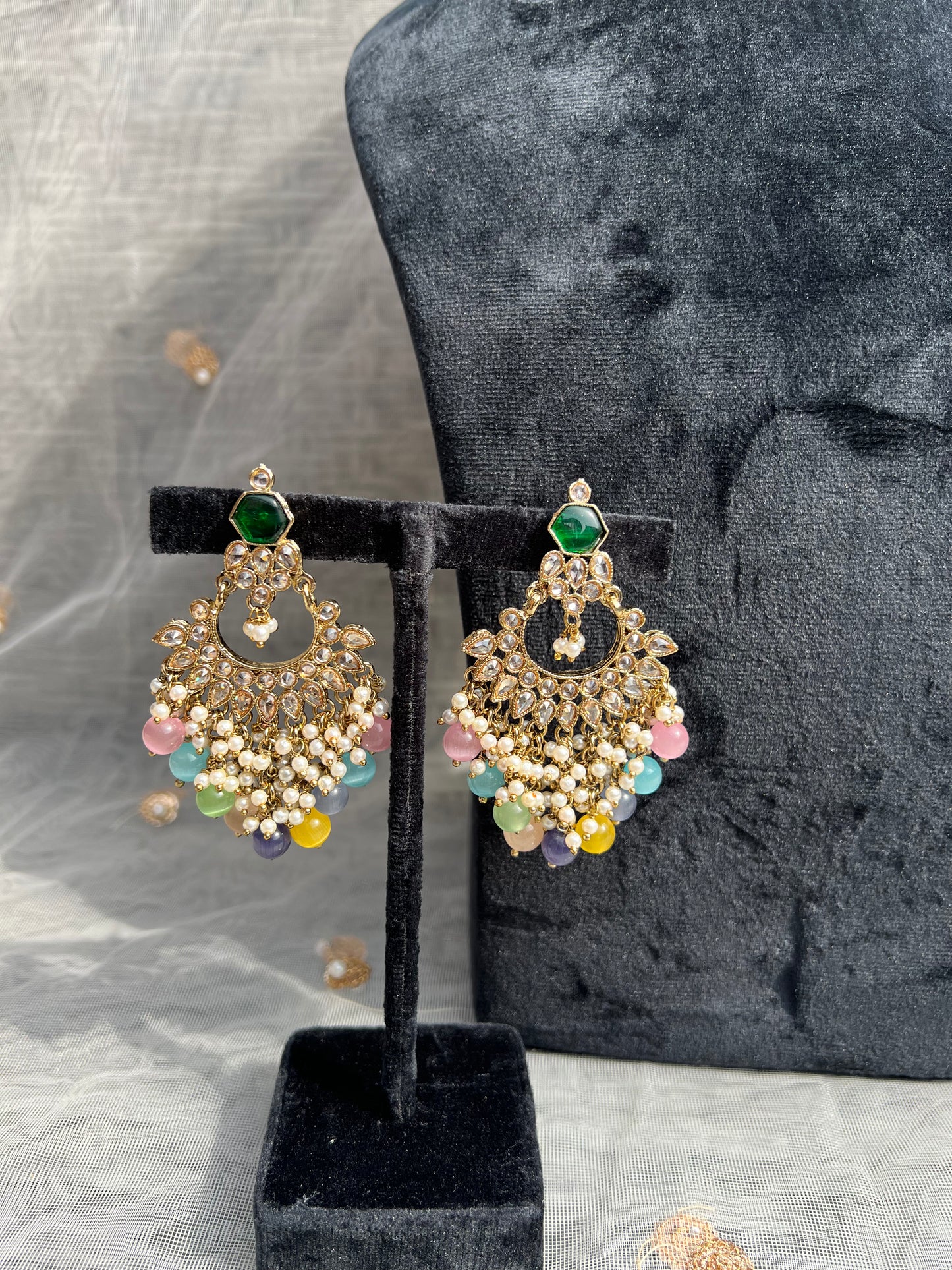 PY146 Multicoloured Polki Necklace set