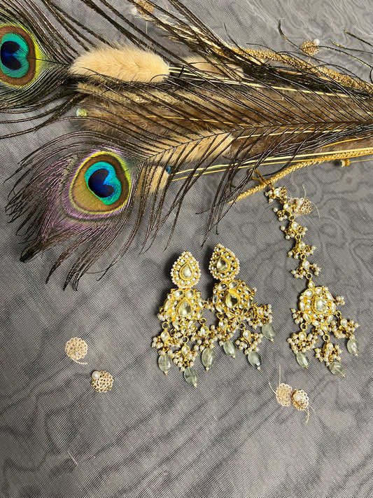 BA69 Pachi Kundan Earrings and Maang Tikka set