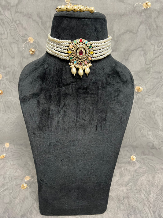 PY295 Mirror Multicoloured Necklace set