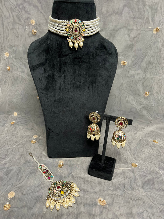 PY295 Mirror Multicoloured Necklace set