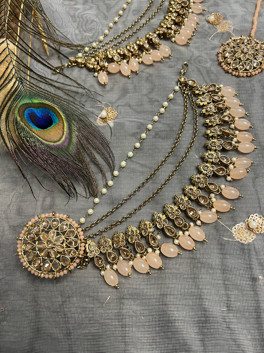 PY263 Polki Earring and Tikka set with Sahare