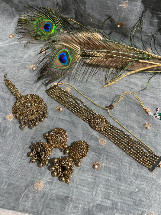 PY177 Polki Choker Necklace Set