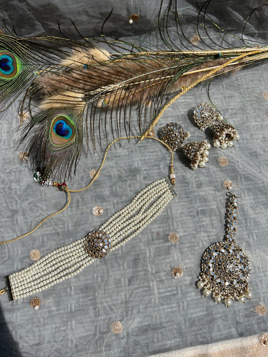 PY174 Mirror Choker Necklace Set