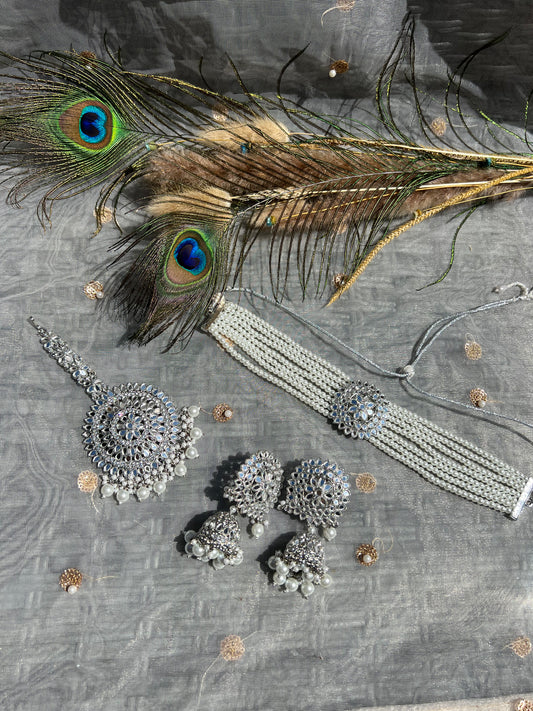 PY179 Mirror Choker Necklace Set