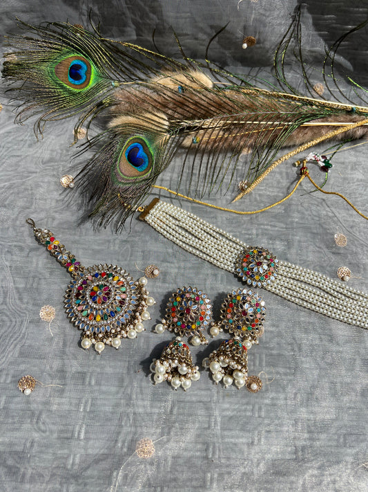 PY180 Mirror Choker Necklace Set