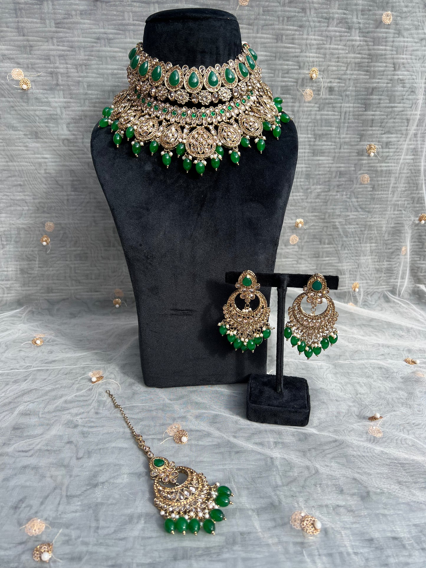 PY173 Polki Double Layer Bridal Necklace set