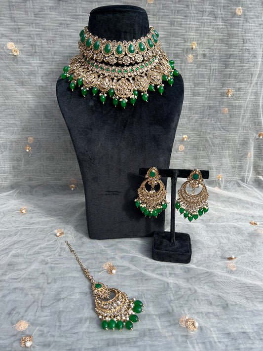 PY173 Polki Double Layer Bridal Necklace set