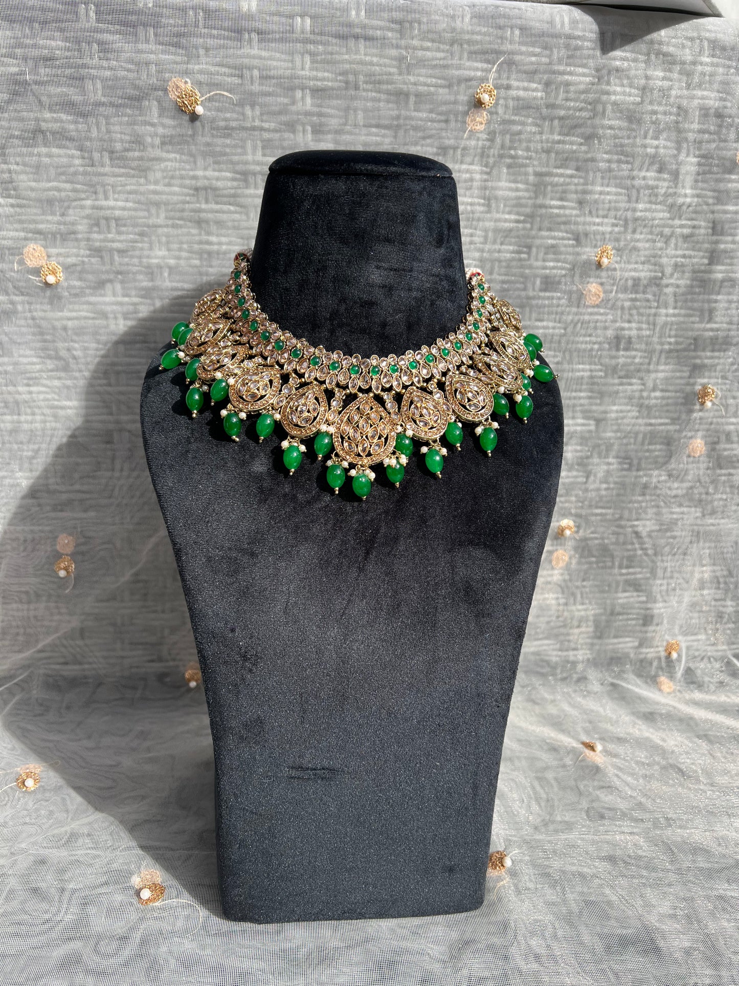 PY173 Polki Double Layer Bridal Necklace set