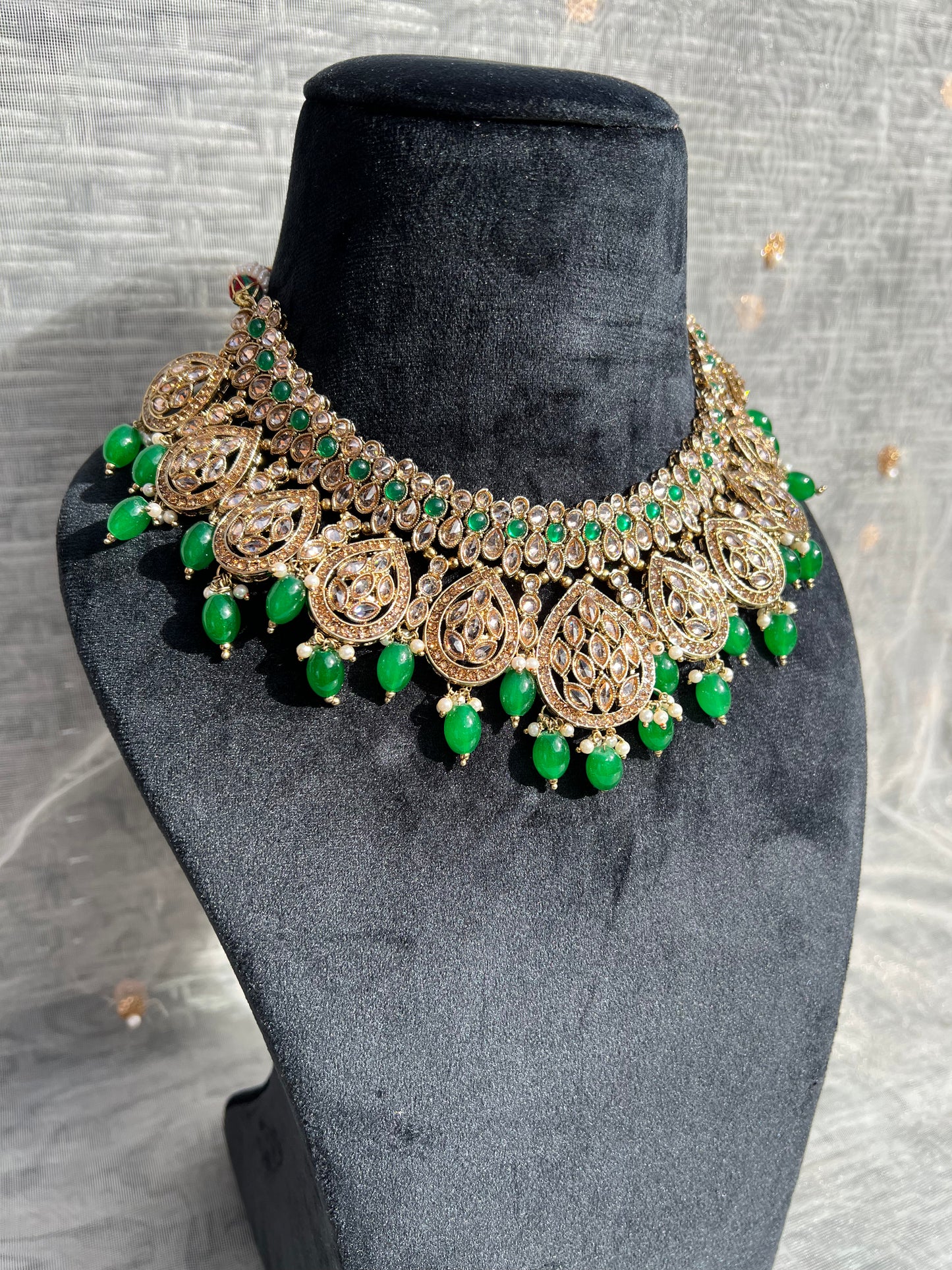 PY173 Polki Double Layer Bridal Necklace set