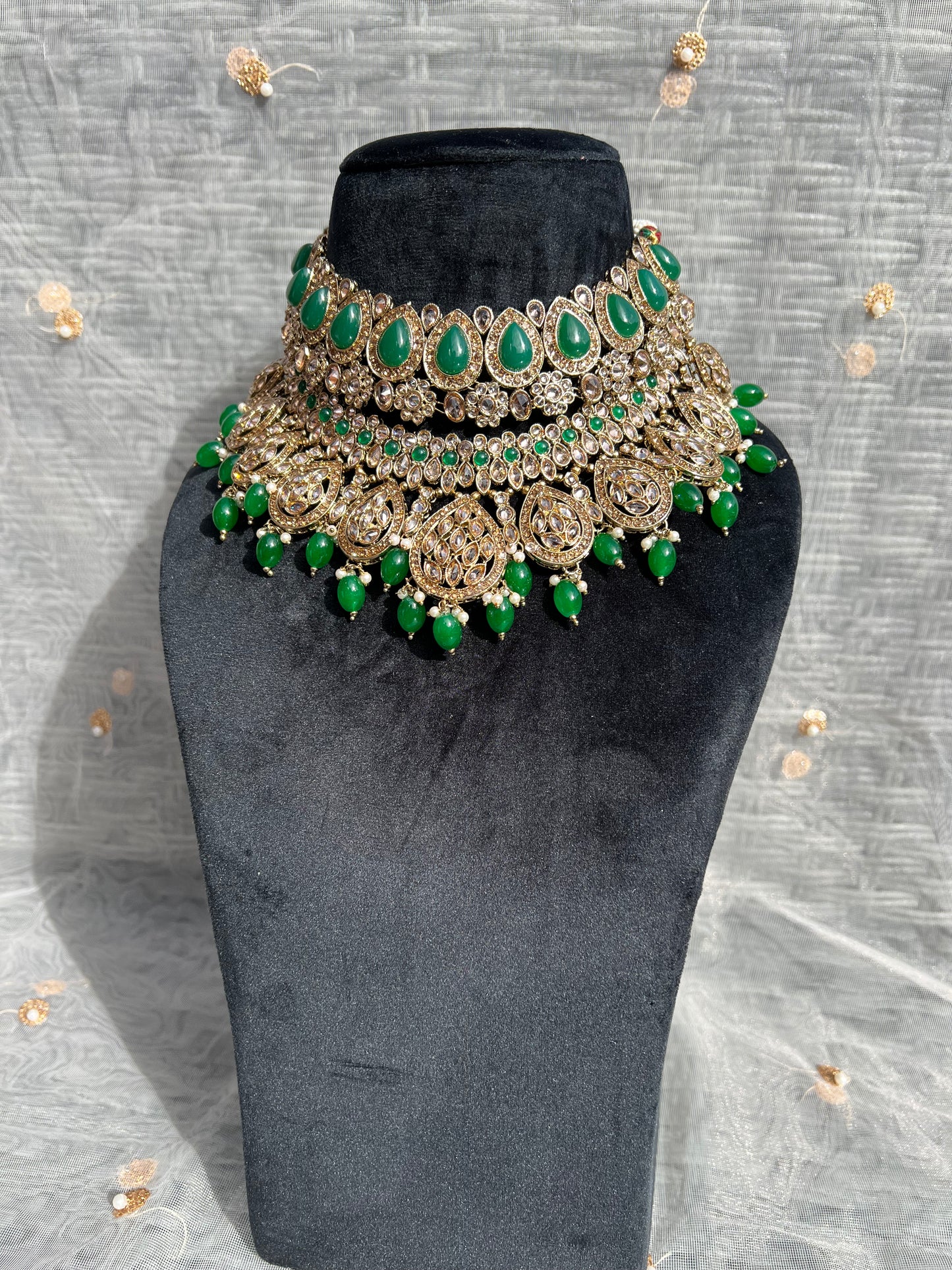 PY173 Polki Double Layer Bridal Necklace set