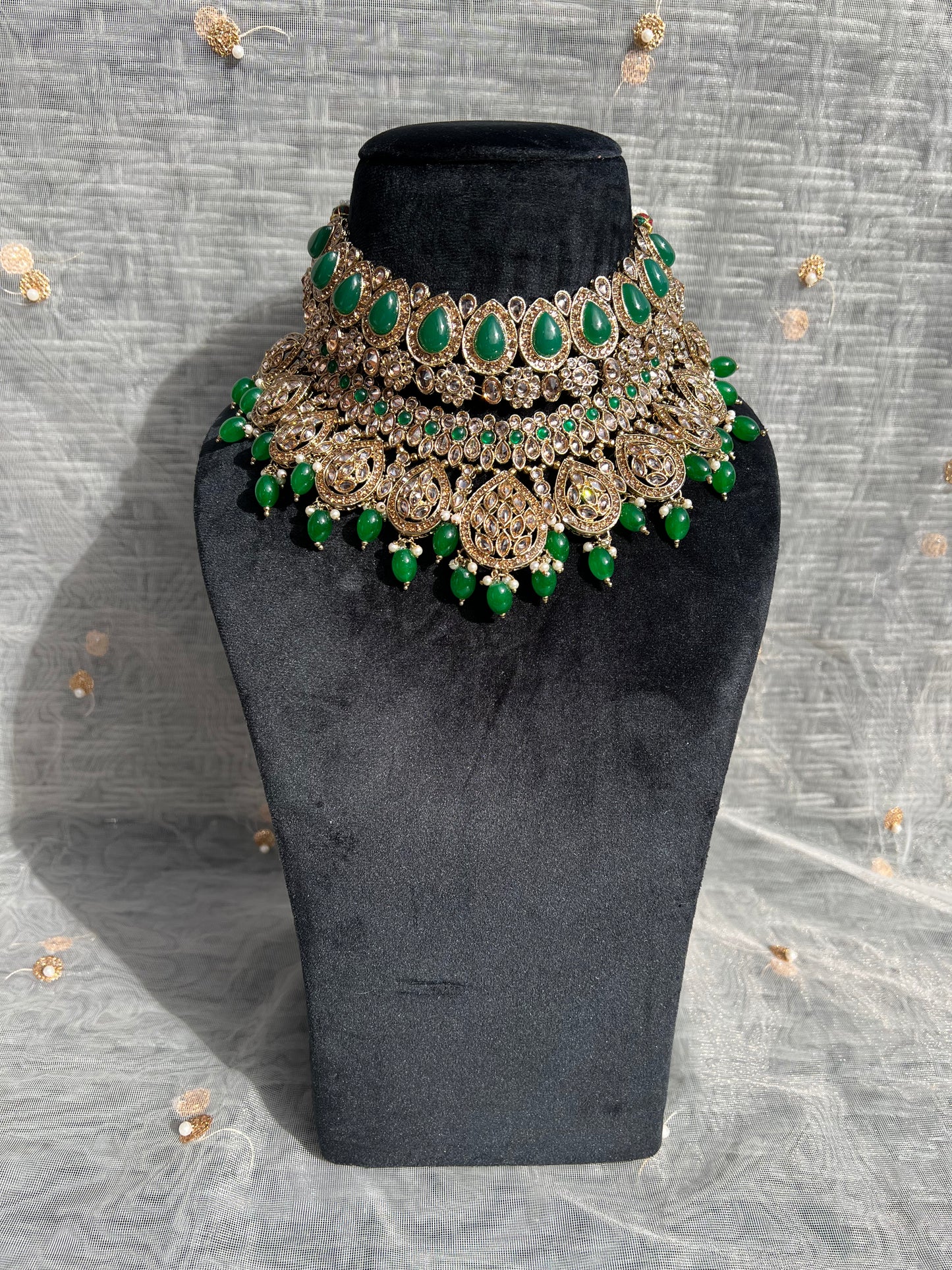PY173 Polki Double Layer Bridal Necklace set