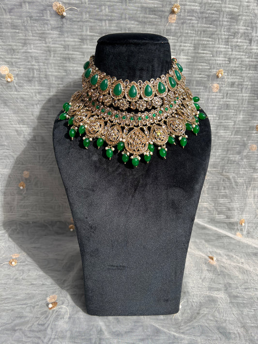 PY173 Polki Double Layer Bridal Necklace set