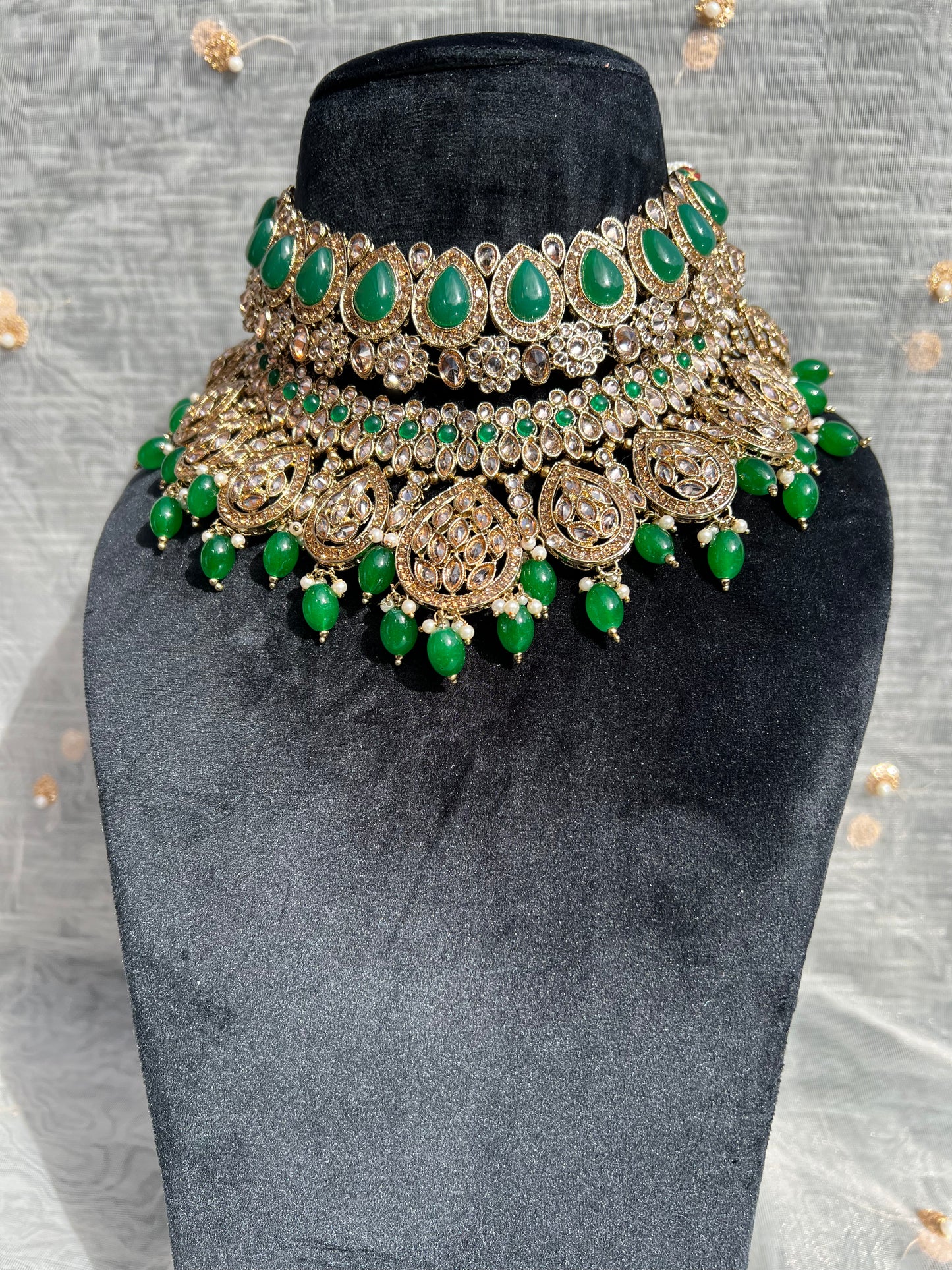 PY173 Polki Double Layer Bridal Necklace set