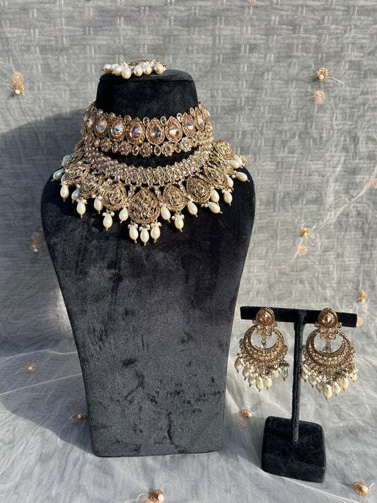 PY39 Polki Double Layer Bridal Necklace set