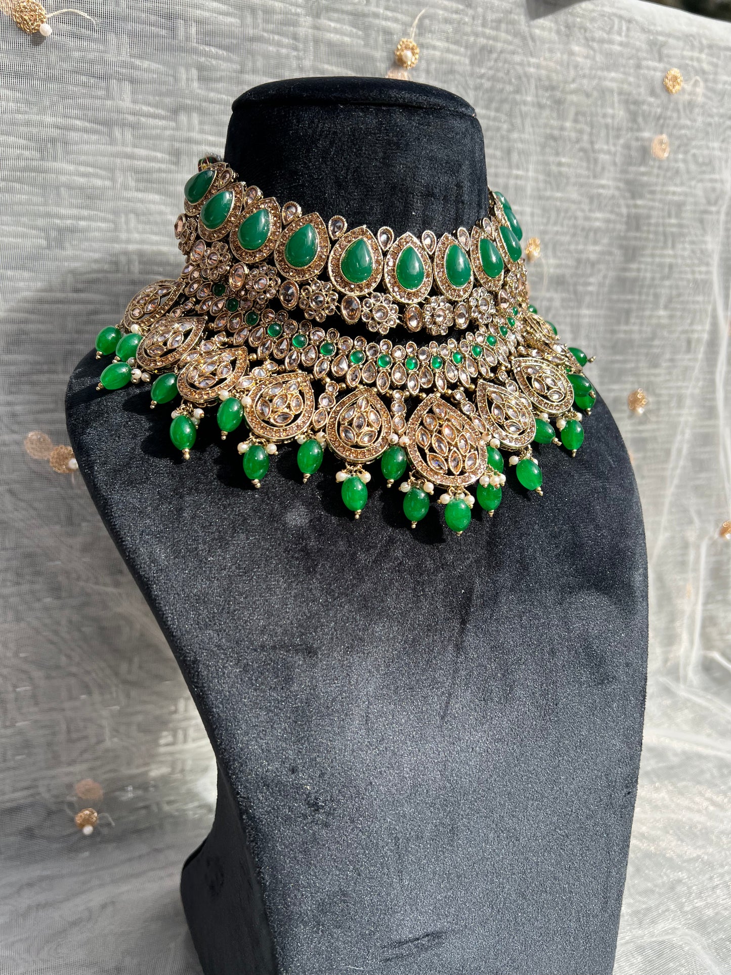 PY173 Polki Double Layer Bridal Necklace set
