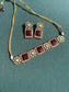SKU35 Square Stone Choker Set - Ruby