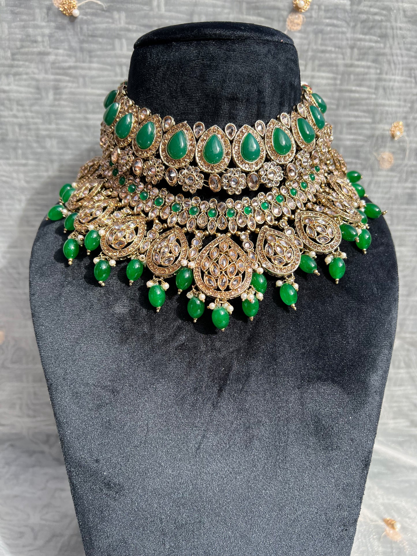 PY173 Polki Double Layer Bridal Necklace set