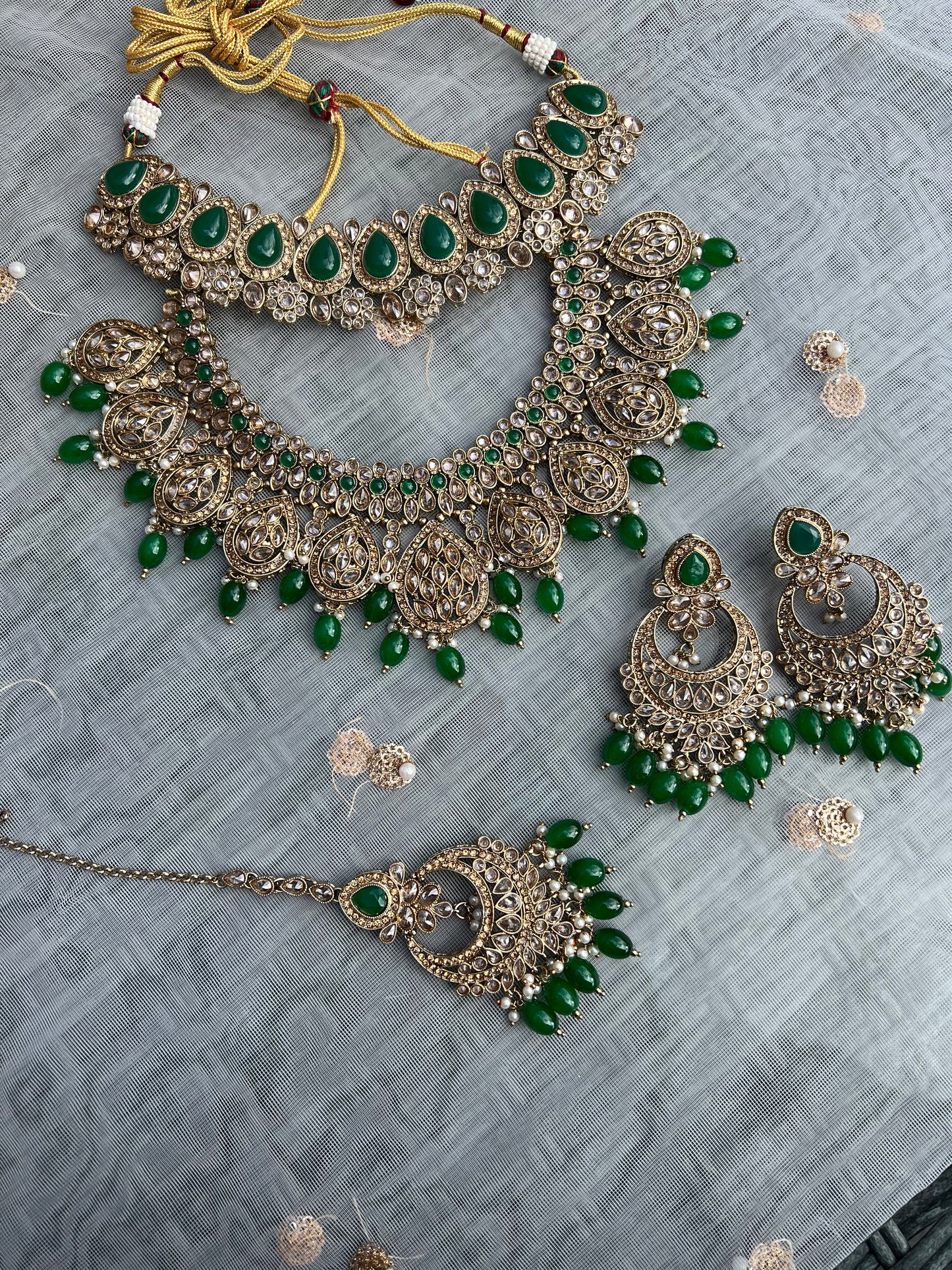 PY173 Polki Double Layer Bridal Necklace set